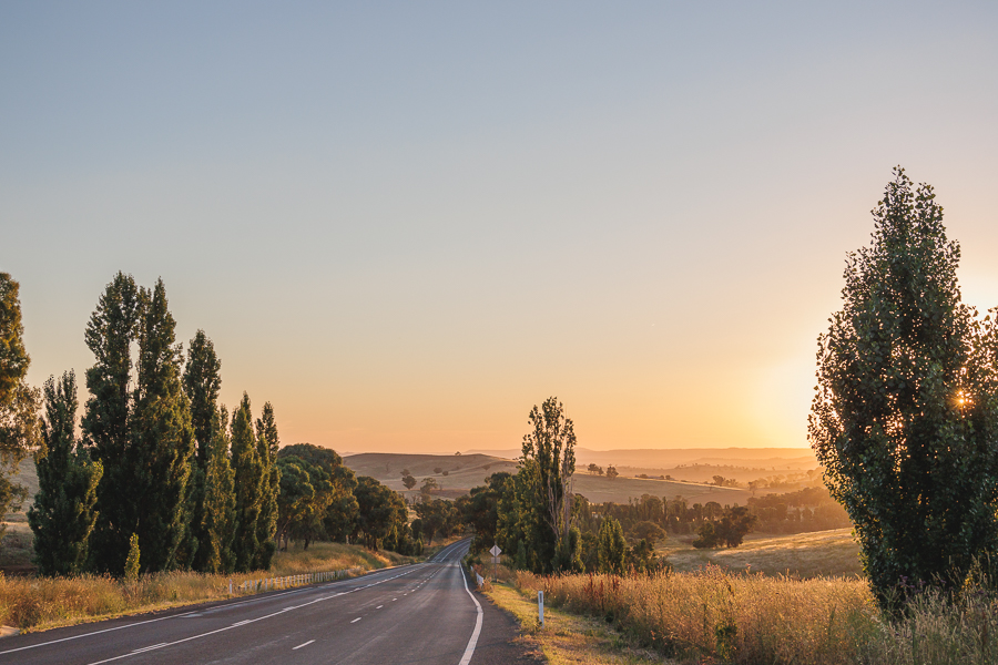 Sunset along the highway at Woodstock NSW